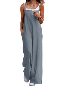 PRICES MAY VARY. Indulge in the comfort and softness of our long bib pants jumpsuit. These summer jumpsuits for women are made of 100% cotton. Soft, comfortable and airy for hot summer and humid days.As a bohemian overalls for women, it comes with a vibrant floral print, that can be eye-catching in the crowd,these long bib pants will add a splash of color to your summer wardrobe. Adjustable Spaghetti Straps, Side Split Wide Leg, Loose Waist, Full-Length, Low Crotch, 2 Inserting Pockets on the Fr Bohemian Overalls, Summer Jumpsuits For Women, Floral Overalls, Wide Leg Overalls, Summer Jumpsuits, Overalls For Women, Pants Jumpsuit, Trendy Jumpsuit, Womens Closet