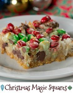 a white plate topped with christmas magic squares