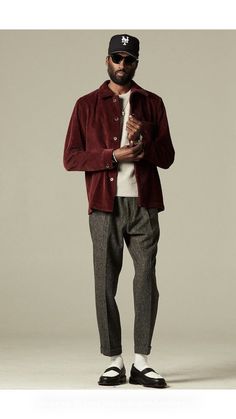 Hypebeast Mens Outfits, 1990s Aesthetic Men, March Wedding Guest Outfit Men, Wisdom Fashion Tiktok, Burgundy Outfit Men Street Styles, Men’s Vintage Streetwear, Street Preppy Style Men, Casual Dapper Men Outfit, Loafers Street Style Men