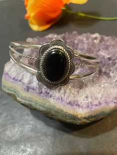 "* 13x18mm  Stone and 6\" Onyx Bracelet Cuff  * Opening gap 1\" to 1 1/4\" *Cuff 6\" end to end . Opening 1\"-1 1/4\" Will fit wrist 7 to 7 1/2\" perfect. * If you have smaller wrist I can make it shorter for you *Sterling Silver  *Free Shipping  *Handcrafted In USA *Jewelry ship in Gift box  * 24 grams bracelet  All components are solid .925 silver.  Thank You For Your Looking ,And Check Out More Items In My Etsy Shop For More Great Deals, Also We Add More Jewelry To Etsy Shop Regularly  https: Black Polished Cuff Bracelet For Formal Occasions, Formal Black Cuff Bracelet With Polished Finish, Classic Black Cuff Bracelet In Bangle Style, Classic Black Cuff Bracelet Bangle, Formal Black Polished Cuff Bracelet, Black Sterling Silver Bangle Bracelet, Black Cuff Bracelet For Formal Occasions, Black Enamel Bangle Jewelry, Adjustable Black Sterling Silver Cuff Bracelet