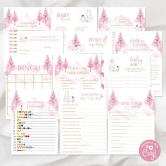 pink and gold baby shower games with trees