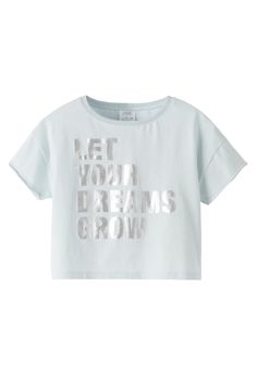 T-Shirt With Round Neck And Short Sleeves. Front Text Print. Text T Shirt, Text Print, Zara Kids, Embroidered Patch, Zara United States, Embroidered Patches, Neck T Shirt, Foil, Round Neck