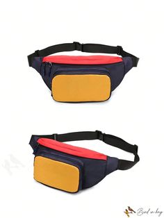 BirdinBag - Stylish Colorblock Letter Waist Bag - Perfect for Casual Style Rectangular Large Capacity Chest Bag For School, Functional Rectangular Pouch For Daily Use, Yellow Rectangular Shoulder Bag, Yellow Mobile Phone Bag, Rectangular, Yellow Rectangular Mobile Phone Bag, Multicolor Functional Bag With Removable Pouch, Functional Multicolor Bag With Removable Pouch, Functional Multicolor Bags With Removable Pouch, Rectangular Travel Belt Bag