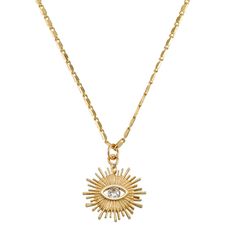 The “evil eye” is worn in many cultures to bring good luck and ward off misfortunes. Whether worn for its spiritual significance or simply for its beauty, this stunning necklace is sure to be an eye catcher in your daily stack, pun intended. 14k Gold Fill Bring Good Luck, Chain Gold, Stunning Necklace, An Eye, Cz Stone, Evil Eye, Collage Art, Jewelry Care, Gold Vermeil