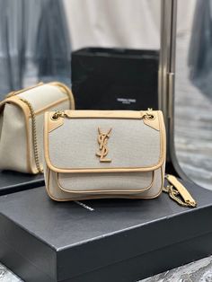 Charm SLY Bags - 181 Vintage Canvas Bags, Yves Saint Laurent Bags, Linen Bag, Vintage Canvas, Saint Laurent Bag, Luxury Women, Chain Bags, Canvas Bag, Ysl Bag