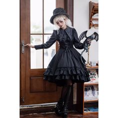 A gothic blouse that looks like an aristocratic lady from medieval Europe. Her collar has a cross sword embroidered on it, the back is laced, and the chest is decorated with a statement frill. She is a mysterious young lady with a gorgeous aura. 
 
 

 

 
 
 
 Size 
 
 XS size 
 
 Length: 63cm 
 Bust: 84cm 
 Waist: 72cm 
 Sleeve length: 62cm 
 
 S size 
 
 Length: 64cm 
 Bust: 88cm 
 Waist: 76cm 
 Sleeve length: 62cm 
 
 M size 
 
 Length: 65cm 
 Bust: 92cm 
 Waist: 80cm 
 Sleeve length: 62.5cm Gothic Victorian Long Sleeve Dress For Costume Party, Gothic Victorian Dress For Costume Party, Black Long Sleeve Victorian Dress For Cosplay, Black Victorian Long Sleeve Dress For Cosplay, Gothic Long Sleeve Victorian Dress For Halloween, Gothic Long Sleeve Victorian Dress For Cosplay, Gothic Victorian Long Sleeve Dress For Cosplay, Gothic Victorian Dress For Cosplay With Long Sleeves, Gothic Victorian Dress For Cosplay