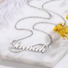 Production Day: 5-7 Days Package: 1 Pack Custom Name Necklace Material: Made of high-quality stainless steel or 925 Silver,100% safe to sensitive skin Color: Gold/Silver/Rose Gold Chain Length: 40+5cm/45+5cm(default)/50+5cm Sweet Gift: Come with a delicate jewelry box,Box packing Dainty Suitable for all occasions: Can be used for various purposes, as a Birth commemoration, Graduation, anniversary of marriage,men's promise,wedding necklace, engagement necklace, anniversary and Valentine's Day gif Gold Nameplate Necklace, Nameplate Necklace Gold, Infinity Necklace Gold, Engagement Necklace, Godmother Necklace, Coordinates Jewelry, Personalized Gold Necklace, Rose Gold Initial, Silver Necklace Simple