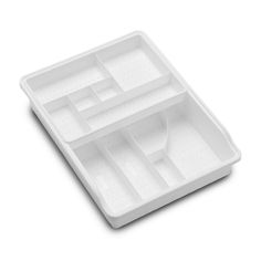 two white trays with compartments on each side