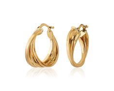 Luxurious, gorgeous triple curves of yellow gold cascade and add an elegant accent to your favorite outfit. Elegant Polished Yellow Gold Hoop Earrings, Elegant Yellow Gold Hoop Earrings With Polished Finish, Elegant Yellow Gold Polished Hoop Earrings, Elegant Gold Plated Hoop Earrings With Shiny Finish, Modern Twist Yellow Gold Earrings With Polished Finish, Modern Twist Polished Yellow Gold Earrings, Elegant Yellow Gold Hoop Earrings With Shiny Finish, Elegant Yellow Gold Huggie Earrings With Polished Finish, Luxury Yellow Gold Hoop Earrings With Shiny Finish