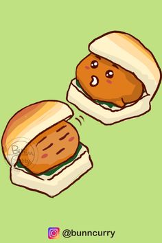 two hamburgers that are sitting on top of each other, one has a bun in it