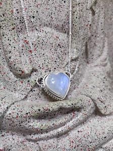 Sterling Silver Handmade Heart Necklace Rainbow Moonstone | Etsy Heart Necklace With Gemstone For Gifts, Gemstone Heart Necklace As A Gift, Spiritual Heart Beads Jewelry For Gifts, Spiritual Heart Pendant Jewelry For Mother's Day, Spiritual Heart-shaped Jewelry For Mother's Day, Valentine's Day Heart Necklace, Spiritual Round Jewelry For Valentine's Day, Spiritual Heart-shaped Jewelry For Anniversary, Silver Moonstone Heart Pendant Jewelry