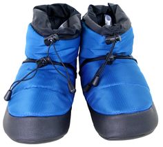 two pairs of blue shoes with black laces on the bottom and one pair is closed