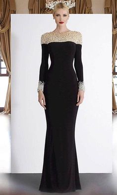 Janique - K66282 Bedazzled Long Sleeve Trumpet Dress – Couture Candy Mother Of The Bride Dresses Long, Jewelry Classic, Mother Of The Bride Gown, Trumpet Dress, Mother Of Groom Dresses, Velvet Gown, Trumpet Skirt, Sleeves Designs For Dresses, Couture Candy