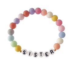 PRICES MAY VARY. Sister bracelet for little girls. The SISTER bracelet is a cute gift for little girls. Notice: its beads are randomly arranged. Material, size and weight. Material, acrylic. Length,6.9", elastic lenghth(the beads are stringed together with an elastic string). Weight,0.21 ounce. Attribute. big sister announcement, sisters gifts from sister, sister jewelry, best friend bracelet,birthday gifts for sister from sister, sister birthday gifts from sister, friendship bracelet, big siste Gift Beaded Bracelets With Letter Beads, Cute Hypoallergenic Beaded Bracelets For Gift, Sweet Beaded Bracelets For Birthday, Cute Hypoallergenic Beaded Bracelets As Gift, Sweet Beaded Bracelets With Round Beads For Birthday, Multicolor Friendship Bracelets For Birthday And Mother's Day, Playful Beaded Bracelets For Mother's Day Gift, Personalized Sweet Bracelets As Gift, Sweet Personalized Bracelets As Gift