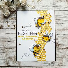 a card with two bees on it