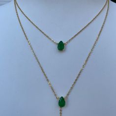 We are so in love with this emerald lariat necklace set.. This is a 2 in 1 necklace attached together Featuring simulated emeralds set on a silver gold plated chain measuring 16-18 inches in the length around the neck Sku GAN0315 2 In 1 Necklace, So In Love, Lariat Necklace, Gold Plated Chains, Necklace Set, Arrow Necklace, Silver Gold, In Love, Emerald