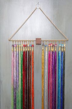 Hanging Hair Tinsel for Hair Salons, 17 Colors & Wall Display, 26 or 36 Inch Options, Wall Display Sold Separately - Etsy Hair Tinsel Extensions, How To Organize Hair Tinsel, Storing Hair Tinsel, Hair Tinsel Display Ideas, Tinsel Storage, How To Store Hair Tinsel, Hair Extension Display Wall, Hair Tinsel Display, Hair Tinsel Storage