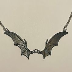 Mech Bat Wings Necklace Listing for 1 necklace Gothic Pendant Necklaces With Chain, Gothic Pendant Necklace With Chain, Adjustable Costume Chain Necklace As Gift, Adjustable Costume Chain Necklace For Gift, Gothic Sterling Silver Chain Necklace, Adjustable Costume Jewelry Chain Necklace As Gift, 16 Inch Metal Choker, Gothic Jewelry Chain Pendant, Gothic Pendant Chain Jewelry