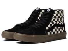 Vans BMX Sk8-Hi(r) - Men's Shoes : Checkerboard Black/Dark Gum : Classic style and upgraded performance combine in the Vans BMX Sk8-Hi sneaker. Lightweight and comfortable. Padded collar. Lace up style. Cushioned insole. Breathable materials. Leather and textile upper. Textile lining and insole. Rubber outsole. Imported. Measurements: Weight: 1 lb Shaft: 2 1 2 in Product measurements were taken using size 9, width D - Medium. Please note that measurements may vary by size. Weight of footwear is Vans Sneakers With Vulcanized Sole For Streetwear, Vans Vulcanized Sole Sneakers For Streetwear, Vans Streetwear Sneakers With Vulcanized Sole, Sporty Vans Custom Sneakers With Rubber Sole, Sporty Custom Vans Sneakers With Rubber Sole, Urban Vans Custom Sneakers With Rubber Sole, High-top Vans Sneakers With Vulcanized Sole, High-top Sneakers With White Sole For Skateboarding, Vans Urban Sneakers For Streetwear