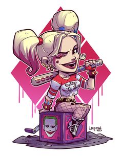 Harley Suicide Squad by DerekLaufman Harley Quinn Kunst, Wonder Woman Comics, Derek Laufman, Joker Y Harley Quinn, Chibi Marvel, Harley Quinn Art, Chibi Characters, Joker And Harley Quinn, Dc Heroes