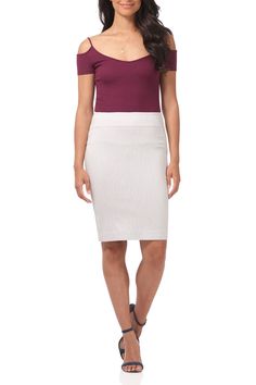 You’re always ahead of the crowd whether when you’re chasing project deadlines or organizing a brunch for your new team members. This pull-on business skirt blends in easily at both venues with classic pencil shape and stretchy woven fabric. Its modest back slit lets you move with ease and the hidden contour waistband keeps you looking graceful all day long. Shuffle your look easily by pairing it with your colourful tops. Classic woven fabric with spandex Length: 22.5” (measured along CB) Back v Colourful Tops, Business Skirt, Bolero Dress, Midi Pencil Skirt, Beige Plaid, Curvy Women Outfits, Team Members, Midi Skirt Pencil, Loungewear Shorts