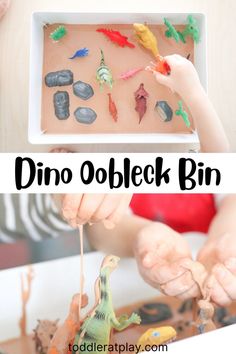 This Dinosaur Oobleck Sensory Bin is an easy and entertaining sensory play idea for kids. #oobleck #sensoryplay #sensorybin #sensoryactivity Dinosaur Crafts Kids, Toy Dinosaurs, Sensory Games, Infant Sensory Activities, Dinosaur Play, Sensory Ideas