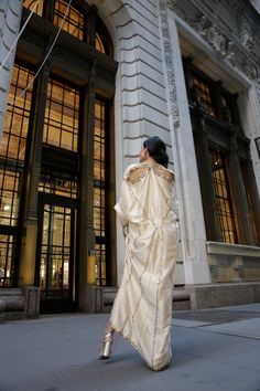 Ivory Rawsilk kaftan fully hand worked front & back with resham, zardozi, seesha & dabka Astoria Ny, Sunday Monday, April May, Thursday Friday, Monday Tuesday, Raw Silk