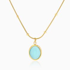 Elegant Geometric Gemstone Necklace - Nobbier - Necklace - 18K Gold And Titanium PVD Coated Jewelry Blue Opal Necklace, Collars For Women, Chic Jewelry, Blue Zircon, Opal Necklace, Stylish Jewelry, Metal Necklaces, Fashion Jewelry Necklaces, Blue Opal