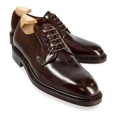 PLAIN TOE DERBY SHOES IN BURGUNDY SHELL CORDOVAN Elegant Luxury Men's Shoes For Derby, Burgundy Shoes Wedding Men, Luxury Men's Derby Shoes In Bridle Leather, Luxury Italian Craftsmanship Derby For Business, Luxury Elegant Men's Shoes For Derby, Luxury Men's Derby Dress Shoes, Luxury Low-top Men's Derby Shoes, Colonial Shoes Men, Luxury Bridle Leather Men's Shoes For Derby