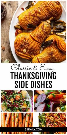 thanksgiving side dishes with text that reads classic and easy thanksgiving side dishes on the bottom