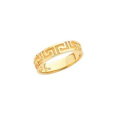 14k Yellow Gold Greek Key Design Ring. 14k Gold Ring With Decorative Band, Formal 14k Gold Rings With Decorative Band, Fine Jewelry 14k Stamped Wide Band Rings, Wide Band 14k Gold Ring, Yellow Gold Rings With Decorative Thick Band, Luxury 14k Gold Rings With Decorative Band, Luxury 14k Gold Engraved Ring With Decorative Band, Luxury 14k Gold Ring With Decorative Band, 14k Gold Rings With Decorative Round Band