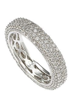 Sterling silver CZ white eternity band ring. Approx. 6mm L x 6mm W x 2mm H. Imported Formal Eternity Band With Pave Setting In Cubic Zirconia, White Gold Cubic Zirconia Eternity Band With Pave Setting, Silver Diamond Eternity Band With Pave Setting, Dazzling White Gold Eternity Band With Pave Setting, Silver Eternity Band With Pave Setting, Diamond White Pave Setting Eternity Band, Dazzling Eternity Band With Pave Setting, Dazzling Cubic Zirconia Eternity Band With Pave Setting, Fine Jewelry Cubic Zirconia Eternity Band With Pave Setting