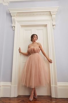 Lydia Millen, Black Tie Dress Code, Transitional Fashion, Tulle Midi Dress, Feminine Elegance, Black Tie Dress, Ribbon Belt, Pink Midi Dress, Tulle Fabric