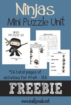 ninjas mini puzzle unit for kids to practice their handwriting and writing skills with freebie