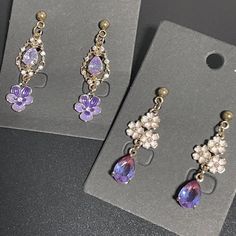 !! ONLY ONE !! ◈ All earrings are unique and are limited  ◈ All materials are from from Japan ◈ 16k Gold ◈ Fashionable accessories ◈ Practically weightless Elegant Lavender Flower Earrings For Gift, Elegant Purple Teardrop Flower Earrings, Whimsical Gold Flower-shaped Earrings, Elegant Crystal Earrings With Flower Charm, Elegant Crystal Earrings With Flower Charm Gift, Gold Whimsical Jewelry In Flower Shape, Fairycore Gold Dangle Jewelry, Gold Flower-shaped Whimsical Jewelry, Whimsical Purple Jewelry For Wedding