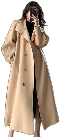 Belted Beige Wool Coat, Beige Long Wool Coat With Belted Cuffs, Long Belted Wool Coat For Fall, Beige Belted Pea Coat With Lapel Collar, Winter Long Belted Wool Coat, Winter Wool Long Coat With Belt, Belted Wool Coat For Fall, Camel Lapel Collar Outerwear For Winter, Long Sleeve Wool Coat With Belted Cuffs