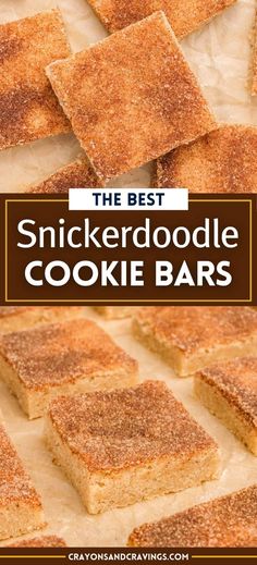 the best snickkerdoodle cookie bars are made with grahams and sugar