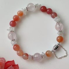 NEXT DAY SHIPPING A chic bracelet is perfect and unique, whether color matching or design. Orange-red agate and pink rose quartz crystals, paired with rough moonstone, make the whole bracelet look very charming and eye-catching, such a lovely gift for friends and family members. Please don't hesitate to contact me with any questions at all. View more items in my shop      https://www.etsy.com/shop/TTanGadgets All images are copyrighted by TTANGADGETS . All rights reserved Agate Bracelets With Natural Stones As Gift, Agate Gemstone Beads Crystal Bracelet As Gift, Moonstone Bracelets With Natural Stones As Gift, Rose Quartz Crystal Bracelet With Natural Stones, Rose Quartz Round Crystal Bracelet Gift, Round Rose Quartz Crystal Bracelet With Natural Stones, Minimalist Crystal Bracelet With Natural Stones, Moonstone Gemstone Beaded Bracelet As Gift, Healing Rose Quartz Bracelets With Natural Stones