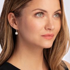 Ross-Simons - 2.25 ct. t. w. Cubic Zirconia Square Drop Earrings in 18kt Gold Over Sterling. A sparkling pair of 2.00 ct. t. w. CZ square-shaped drops glisten with a sparkling halo of more petite .25 ct. t. w. CZ rounds. Set in polished 18kt yellow gold over sterling silver. Hanging length is 7/8". Leverback, CZ drop earrings. CZ weights are diamond equivalents. Classic Formal Huggie Earrings With Halo Design, Classic Huggie Earrings With Halo Design For Formal Occasions, Formal Cubic Zirconia Huggie Earrings With Halo Design, Formal Fine Jewelry Huggie Earrings With Halo Design, Formal Drop Huggie Earrings In Diamond, Everyday Brilliant Cut Diamond Drop Earrings, Formal Cubic Zirconia Huggie Earrings Diamond Cut, Formal Yellow Gold Halo Huggie Earrings, Dazzling Formal Huggie Earrings With Diamond Accents