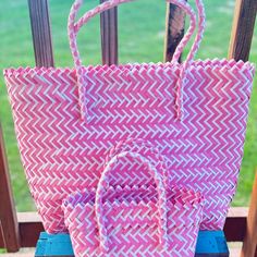 6 Woven Bags In Total. New Never Used . Lime, Pink, Aqua. Ships Asap, Non Smoking Home. Pink Rectangular Bag With Removable Pouch, Pink Handmade Bucket Shoulder Bag, Handmade Pink Bucket Shoulder Bag, Handmade Pink Bag For Vacation, Pink Handmade Eco-friendly Beach Bag, Handmade Eco-friendly Pink Beach Bag, Handmade Pink Bags For Vacation, Pink Bucket Shoulder Bag For Everyday Use, Pink Shoulder Bag With Braided Handles For Daily Use