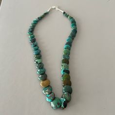 Coin Turquoise Necklace From Native American Navajo,One Of A Kind Piece,Finished With Silver 925 Closure,Accept Offers. Letterman Sweaters, Jewelry Turquoise, Homemade Jewelry, Turquoise Jewelry, Blue And Silver, Silver 925, Womens Jewelry Necklace, Turquoise Necklace, Native American