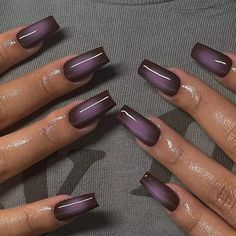 35 Purple Nail Ideas That Prove It's the Next Big Shade Dark Purple Nails, Airbrush Nails, Purple Nail Designs, Gradient Nails, Glam Nails, Nagel Inspo, Cat Kuku, Prom Nails, Fire Nails