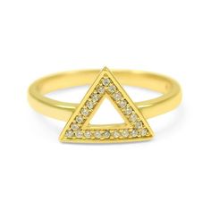 14k Gold Plated Triangle Delta Ring with CZs / Fashion Jewelry | Etsy Gold Crystal Brass Ring For Anniversary, Gold Brass Crystal Ring For Anniversary, Gold Gemstone Midi Rings For Anniversary, Symbolic Yellow Gold Rings With Diamond Accents, Gold Cubic Zirconia Crystal Ring With Stone Setting, Gold Crystal Ring With Cubic Zirconia Stone Setting, Gold Diamond Midi Promise Ring, Symbolic Gold Ring With Diamond Accents, Symbolic Diamond Rings With Diamond Accents