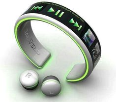 an ipod wristband with earphones attached to it