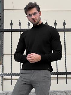 NEW COLLECTİON - FW / 23Collection: Fall - Winter / 23 Production: Special Production Slim-fit Black Half Turtleneck Sweater Product color: BLACKProduct material: %50 COTTON , %50 ACRYLIC Product care: Wash with similar colorsProduct size: S-M-L-XL-XXLPackage İncluded: SweaterDimensions of the mannequin: 185cm / 78kg , Size : Medium ( M ) Note: Wash with similar colors. Do not iron the buttons and accessories on the product. Please turn upside down. Wash 30° degree. Turtleneck Outfit Men, Black Turtleneck Outfit, Turtleneck Outfit, Black Turtleneck Sweater, Winter 22, Winter 23, Suits Clothing, Black Turtleneck, Mock Turtleneck