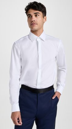 Boss Outfit, Suit Accessories, Rugby Shirt, White Casual, Button Placket, Hugo Boss, Stretch Cotton, Cotton Shirt, Casual Shirts