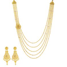 This one of a kind jewelry set is made of authentic 22k Indian gold, lush beading, and delicate filigree work. It's an amazing gold jewelry set for women to pair with their best evening looks to add a culture flare. Features• Virani signature 22K yellow gold.• Beading.• Filigree.Specifications• Minimum Earring Width - 4 millimeters • Maximum Earring Width - 12 millimeters• Earring Length - 3 inches• Minimum Necklace Width - 6 millimeters • Maximum Necklace Width - 15 millimeters• Necklace Length Gold Jewelry Set, Gold Layered Necklace, Gold Jewelry Sets, Gold Necklace Layered, Necklace Beaded, Layered Necklace, Set For Women, Necklace Length, Gold Beads