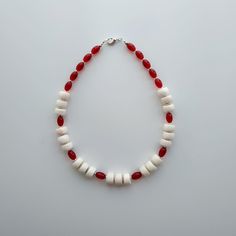 < One strand white coral and glass beaded necklace> Like 99% of the coral on the market these days, this coral has been dyed. I use bamboo coral which is not endangered or threatened in any way, unlike natural pink or red coral (the production of which is forbidden almost everywhere in the world). Bamboo coral doesn't mean it's not organic. Every bead of it has a distinctive and beautiful coral pattern. My jewelry dyed with high quality paint. It's safe for your health and the paint does n White Bohemian Necklace With Oval Beads, Bohemian White Necklace With Oval Beads, Bohemian White Necklaces With Oval Beads, Bohemian White Oval Beaded Necklaces, White Shell Necklace With Round Beads For Gift, White Round Beads Shell Necklace Gift, White Round Beads Shell Necklace As Gift, White Beaded Shell Necklace With Round Beads, White Adjustable Shell Necklace With Gemstone Beads