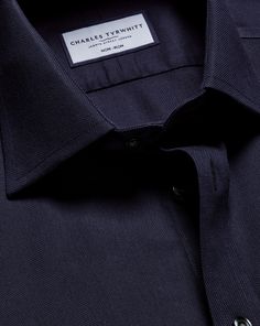 100% cotton, Available in classic, slim and extra slim fit, Non-iron, Classic collar, Classic and slim fit: back pleats, Extra slim fit: back darts, Rounded button cuff with two buttons, Machine washable - Non-Iron Royal Oxford Shirt - Navy | Men's Charles Tyrwhitt Non-Iron Royal Oxford Dress Shirt - Navy Single Cuff Blue Size Medium Cotton Blue Classic Dress Shirt, Classic Blue Collared Dress Shirt, Navy Classic Slim Fit Shirt, Charles Tyrwhitt Shirt, Blue Oxford Shirt, Smart Casual Shirts, Grey Polo Shirt, Green Polo Shirts, Collarless Shirt