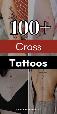 cross tattoos on the back of women's chest